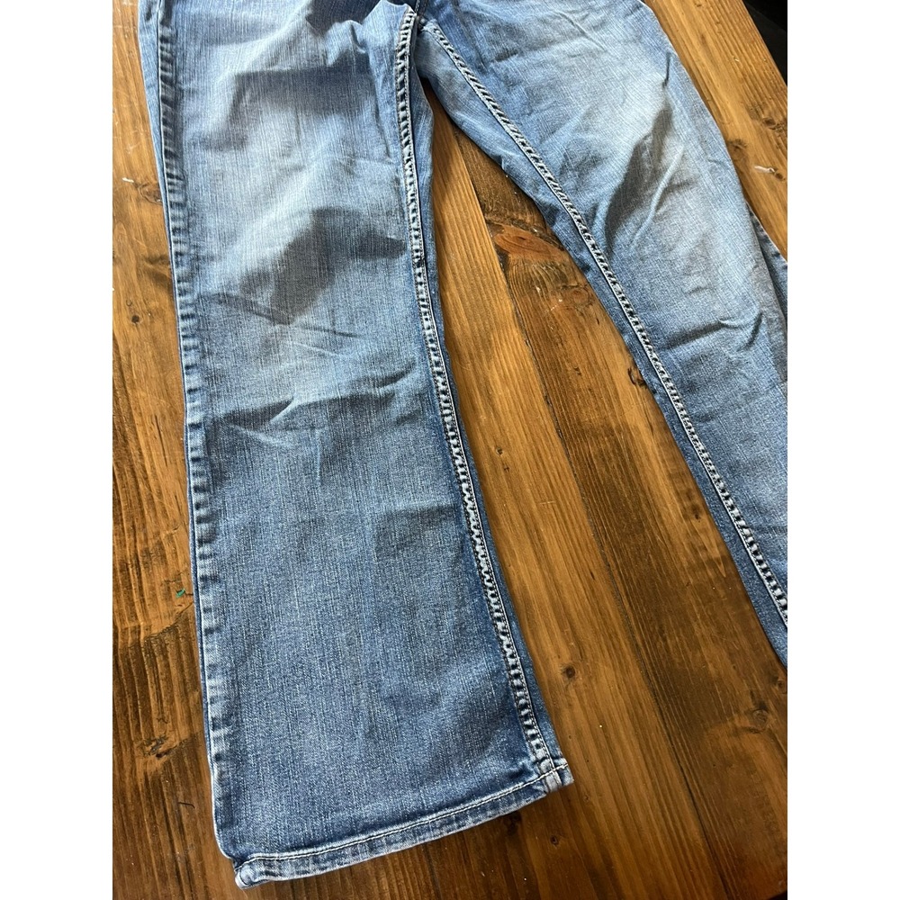 Harley-Davidson Womens Bootcut Jeans Blue Embroidered Rhinestone Wing Size 14 - Picture 2 of 9